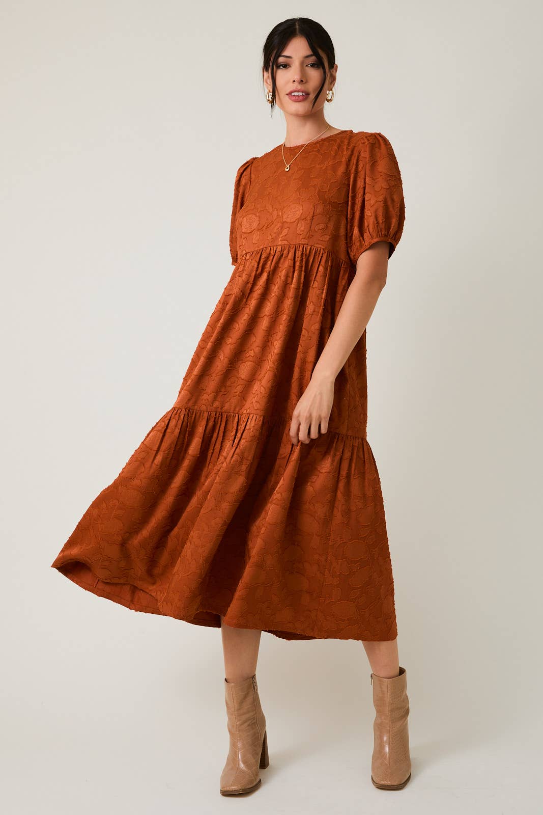 Acka puff sleeve flare dress brown size1 Acka puff sleeve flare