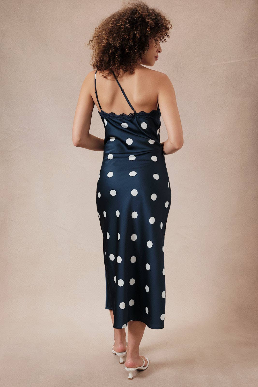 asymmetrical polka dot dress Satin Polka Dot Asymmetrical Dress