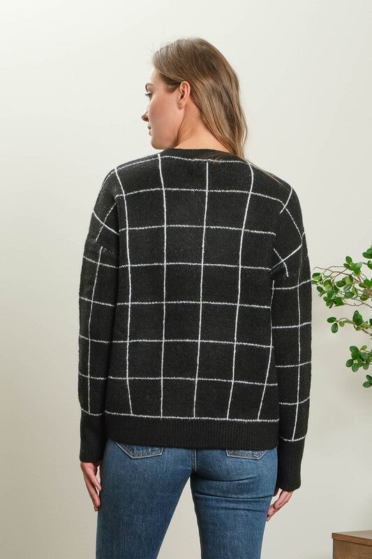 Black and white grid sweater hotsell